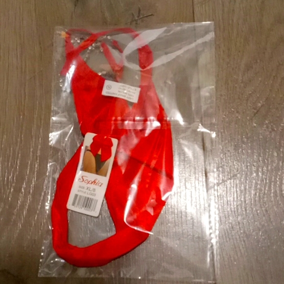 Sophia- Red Satin Crystal Gem T-String/Thong-XL/8 - Picture 1 of 5